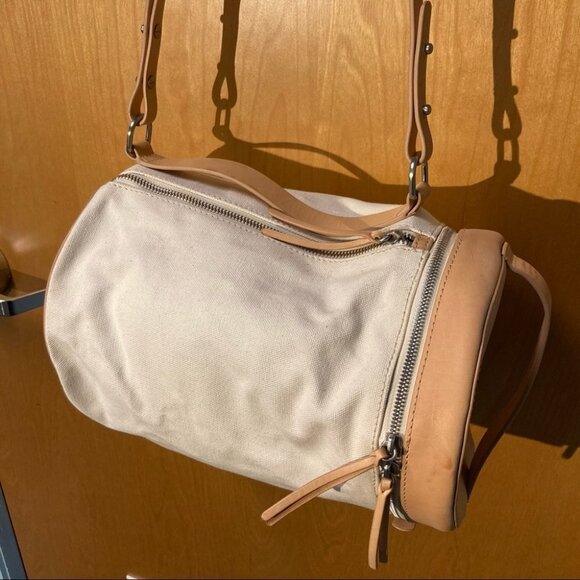 SKAGEN Denmark Trisse Barrel Leather and Canvass Crossbody Handbag NWT - Picture 12 of 14